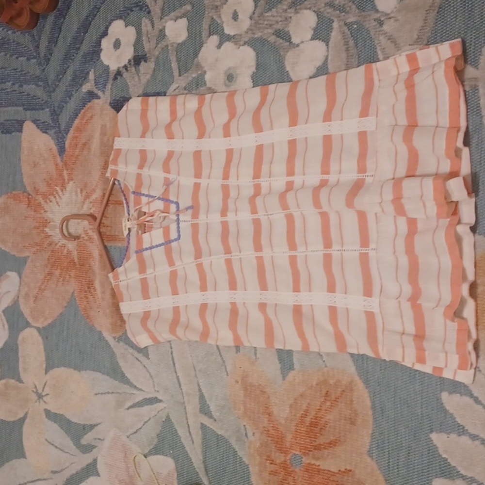 Matilda Jane sz S, Peachy Pink & Cream Horizontal Stripe Tunic with Tie Front - Picture 8 of 10